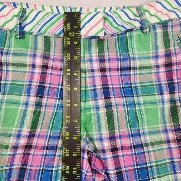 Lady Hagen Women Golf Shorts Size 4 Preppy Plaid Bright Green Pink Blue - Picture 13 of 14